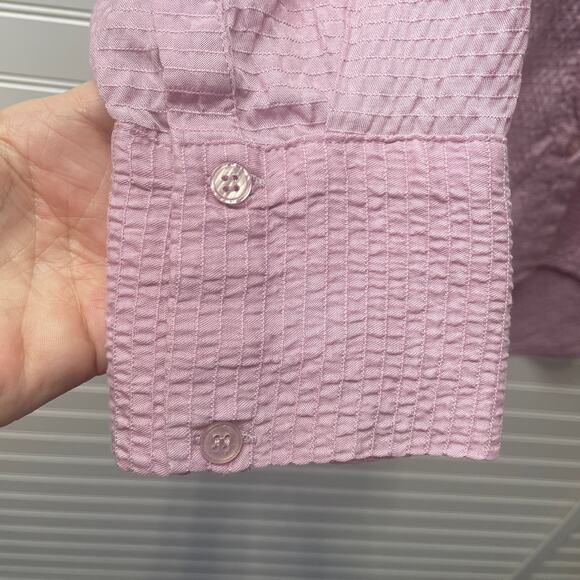 Zara Pink Lilac Oversized Knotted Back Long Sleeve Button Front Shirt Size S - Picture 6 of 11